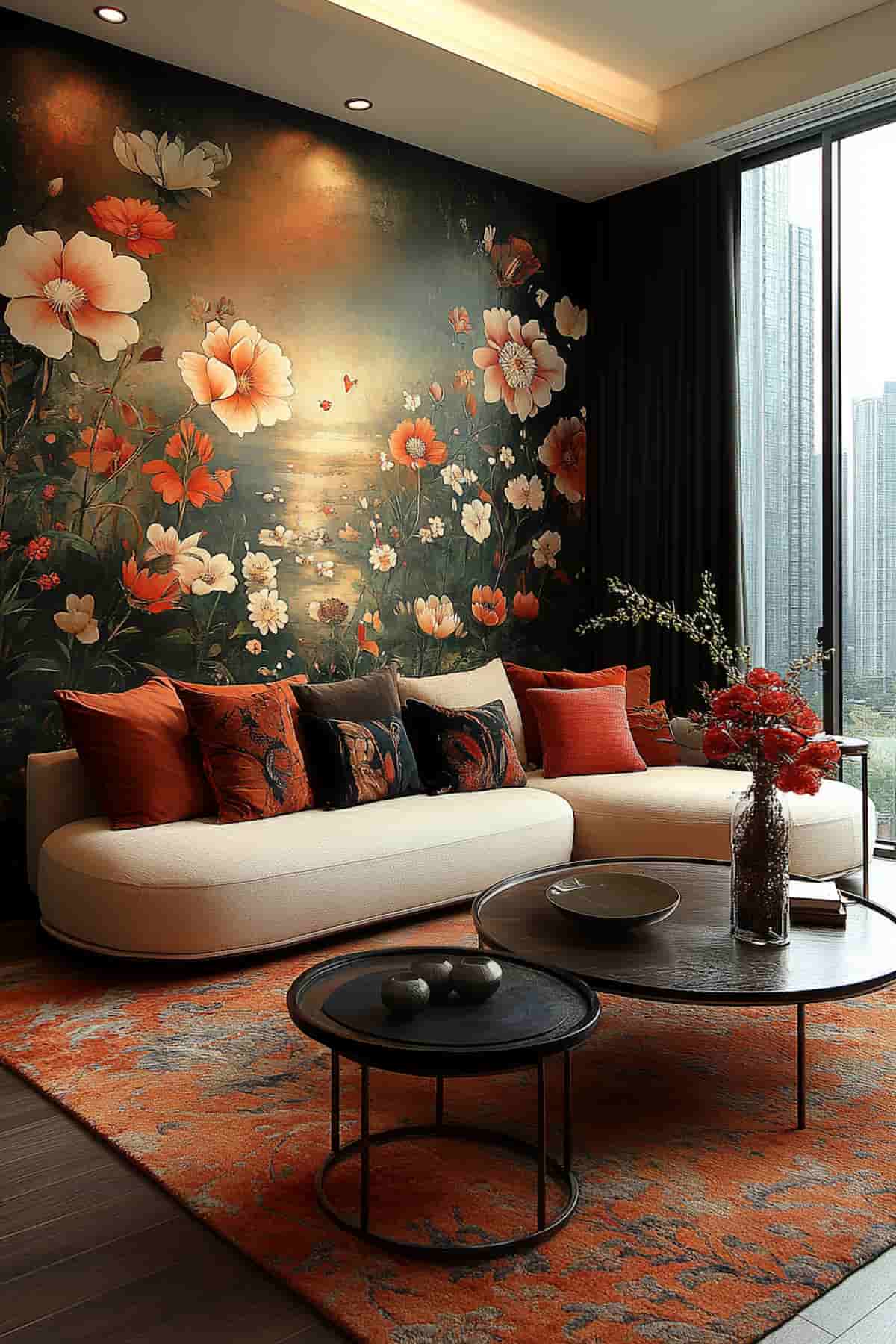 Elegant accent wall wallpaper design